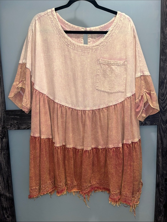 Oli & Hali Tops - Oli & Hali Pink and Rust Tiered Short Sleeve Tunic